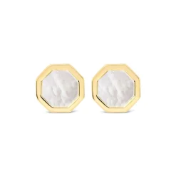 9ct Yellow Gold Hexagon Shaped Mother of Pearl Stud Earrings