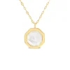 9ct Yellow Gold Hexagon Shaped Mother of Pearl Pendant
