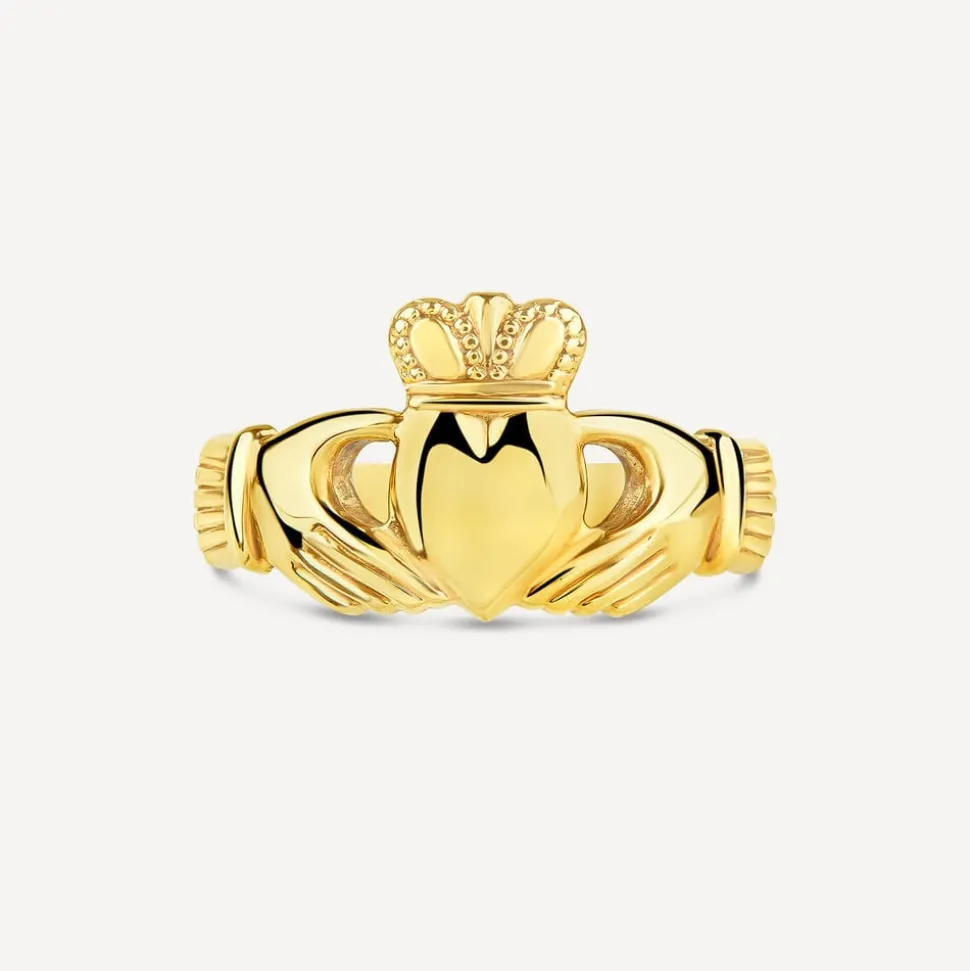 9ct Yellow Gold Hollow Back Claddagh Ring