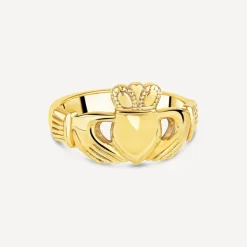 9ct Yellow Gold Hollow Back Claddagh Ring