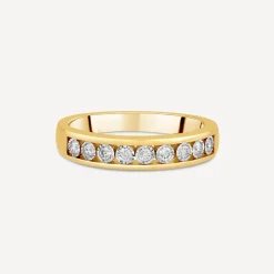 9ct Yellow Gold Illusion Channel Set 0.15ct Diamond Half Eternity Ring