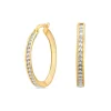9ct Yellow Gold Large Double Sided Cubic Zirconia Hoop Earrings