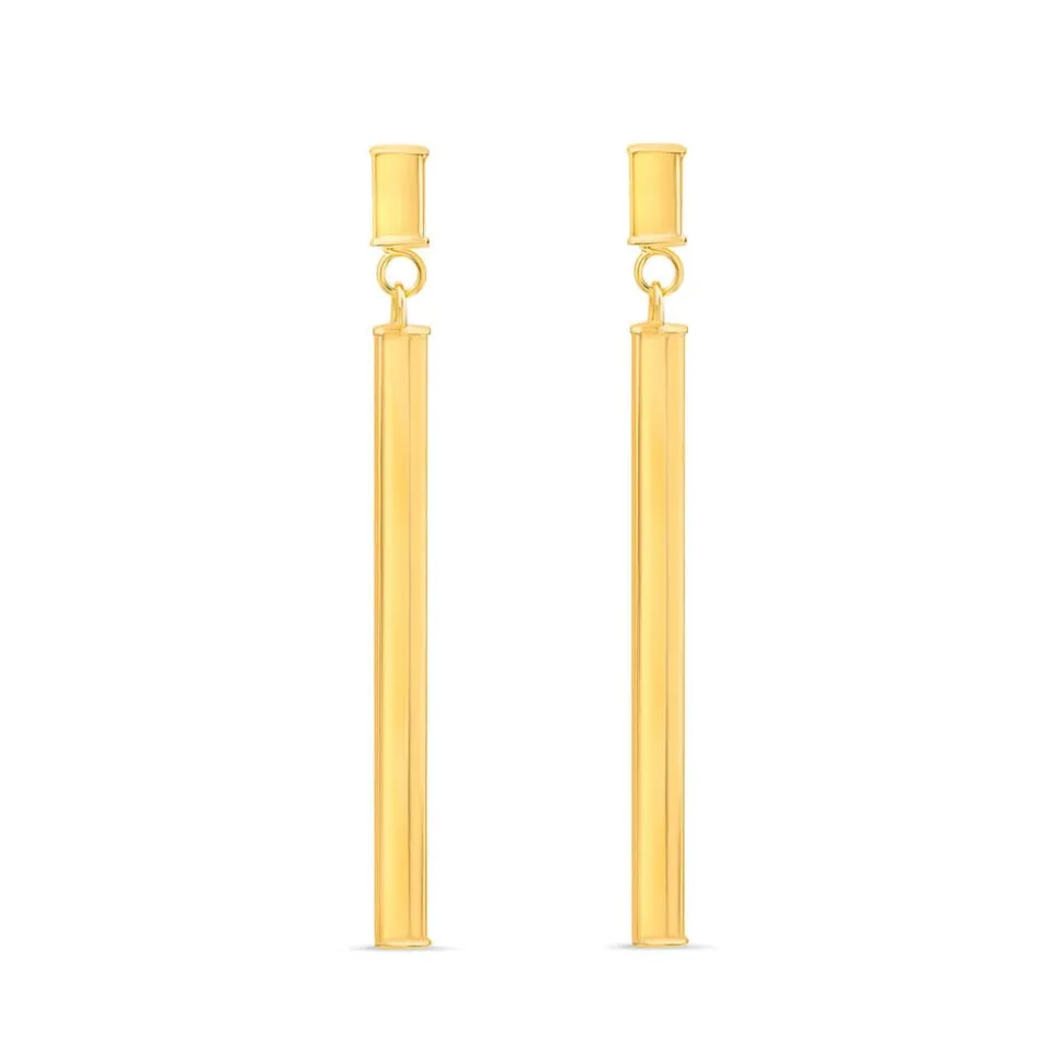9ct Yellow Gold Long Bar Drop Earrings