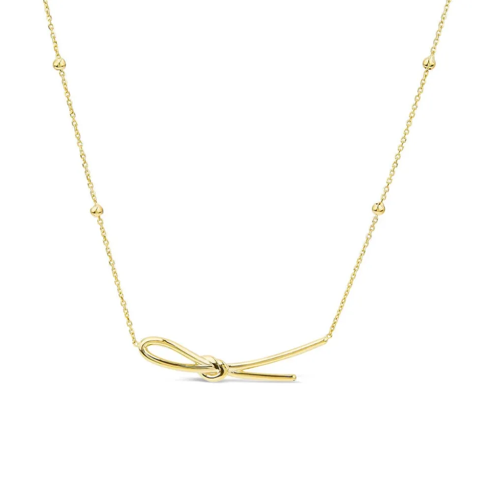 9ct Yellow Gold Long Knot Hammock Bead Chain Necklet