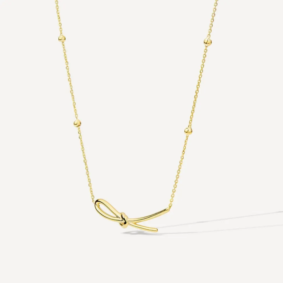 9ct Yellow Gold Long Knot Hammock Bead Chain Necklet
