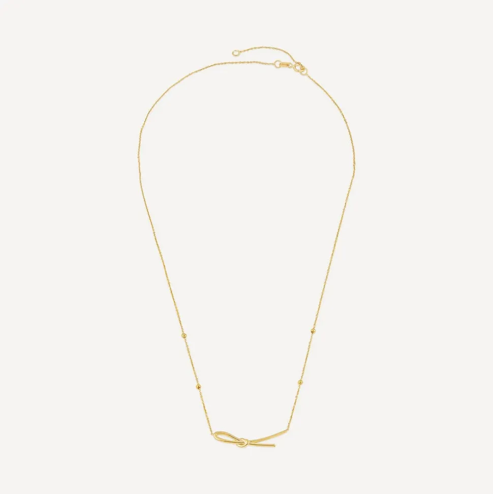9ct Yellow Gold Long Knot Hammock Bead Chain Necklet