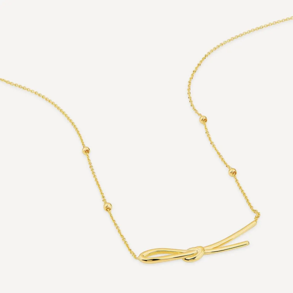 9ct Yellow Gold Long Knot Hammock Bead Chain Necklet