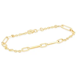 9ct Yellow Gold Long Open Link Stations Ladies Bracelet