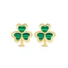 9ct Yellow Gold Malachite Shamrock Stud Earrings