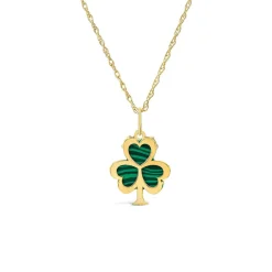 9ct Yellow Gold Malachite Yellow Gold Shamrock Pendant