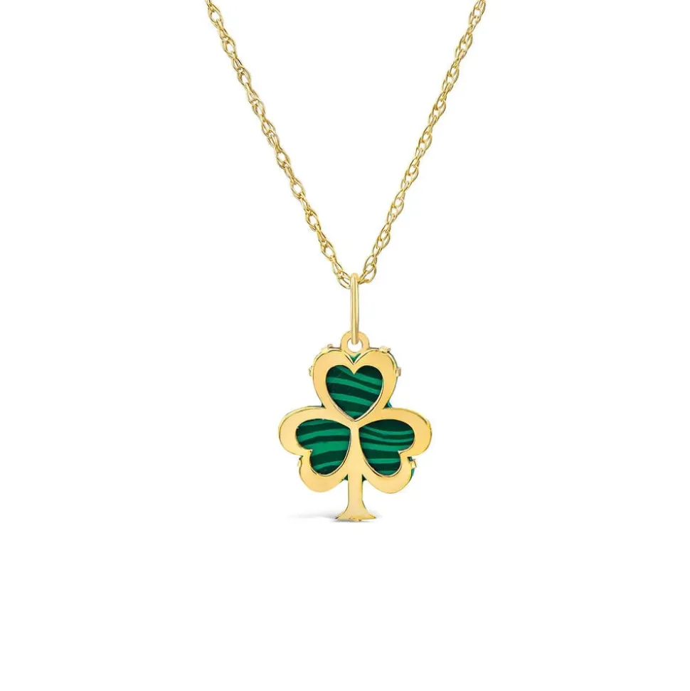 9ct Yellow Gold Malachite Yellow Gold Shamrock Pendant