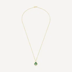 9ct Yellow Gold Malachite Yellow Gold Shamrock Pendant