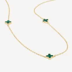 9ct Yellow Gold Malachite Petal Necklet