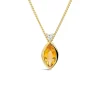 9ct Yellow Gold Marquise Citrine & 0.02ct Diamond Pendant