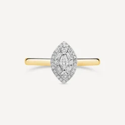 18ct Yellow Gold Marquise Shape 0.25ct Diamond Cluster Engagement Ring