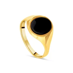 9ct Yellow Gold Men's Oval Onyx Signet Ring