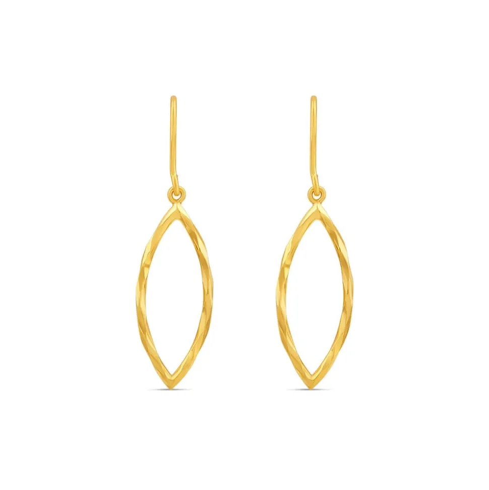 9ct Yellow Gold Mirror Diamond Cut Shape Hook Drop Earrings