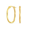 9ct Yellow Gold Mirror Diamond Cut Oval Hoop Earrings