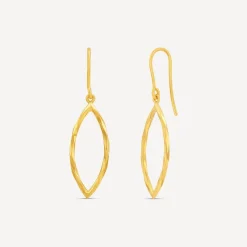9ct Yellow Gold Mirror Diamond Cut Shape Hook Drop Earrings