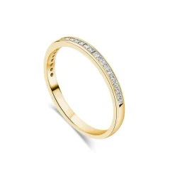 9ct Yellow Gold 2mm 0.25ct Diamond Princess Cut Channel Set Wedding Ring