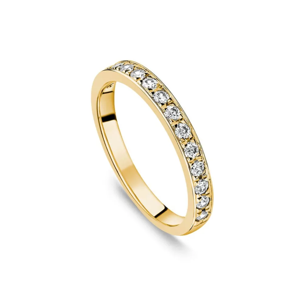 9ct Yellow Gold 2.5mm 0.30ct Diamond Pave Set Wedding Ring