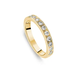 9ct Yellow Gold 3mm 0.50ct Diamond Pave Set Wedding Ring