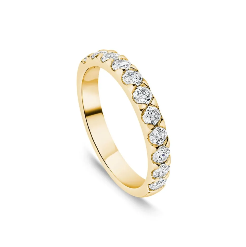 9ct Yellow Gold 3mm 0.70ct Diamond Triangle Claw Wedding Ring