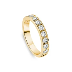 9ct Yellow Gold 3.5mm 0.67ct Diamond Pave Set Wedding Ring