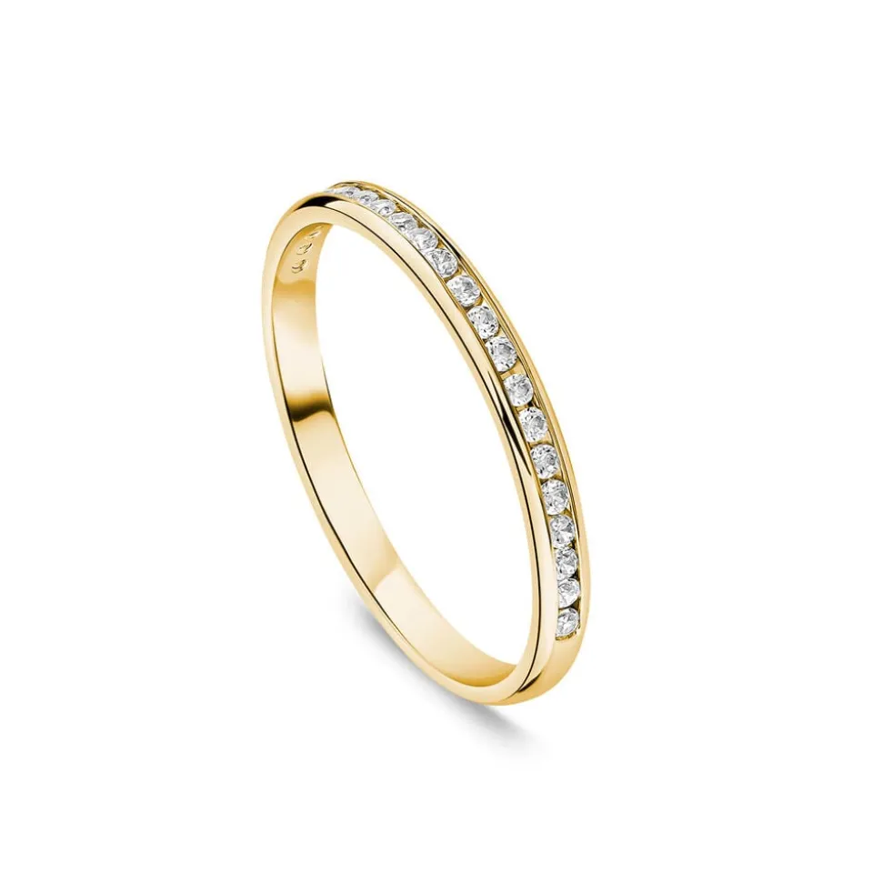 9ct Yellow Gold 2mm 0.10ct Diamond Channel Set Wedding Ring