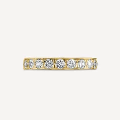 18ct Yellow Gold 3.5mm 0.67ct Diamond Pave Set Wedding Ring