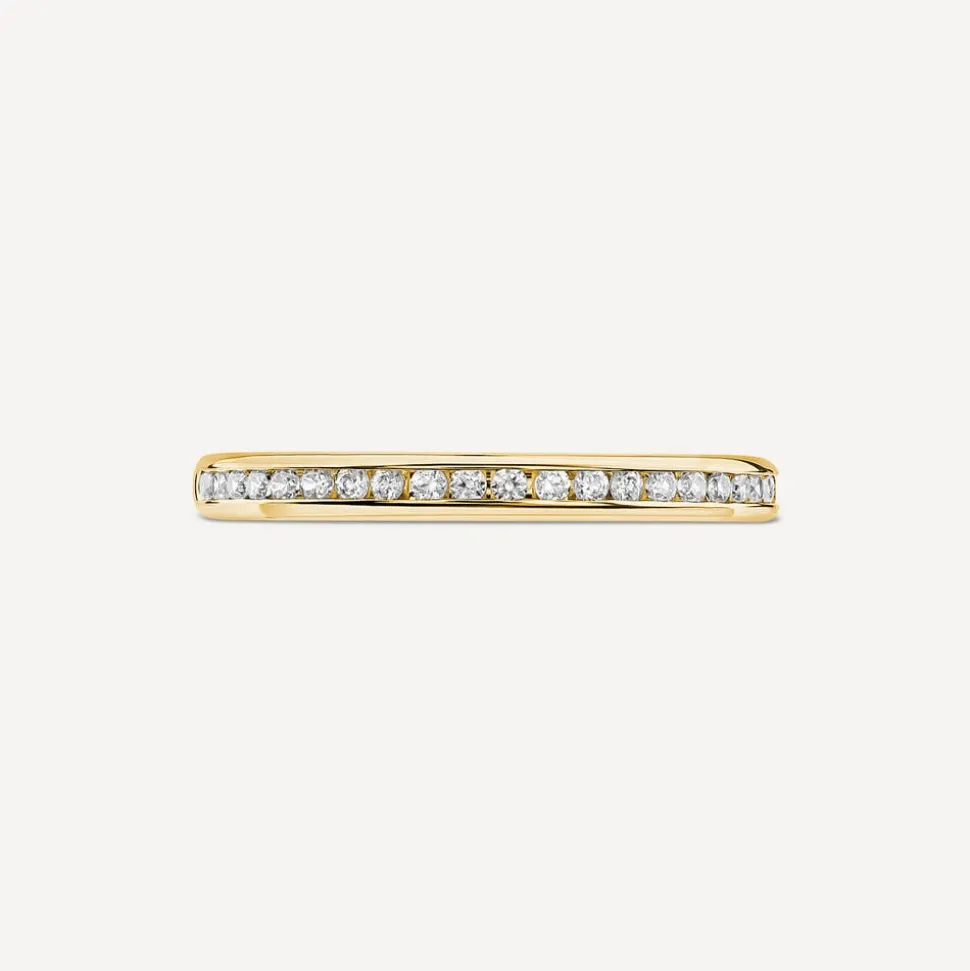 9ct Yellow Gold 2mm 0.10ct Diamond Channel Set Wedding Ring