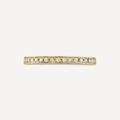 18ct Yellow Gold 2mm 0.15ct Diamond Pave Wedding Ring