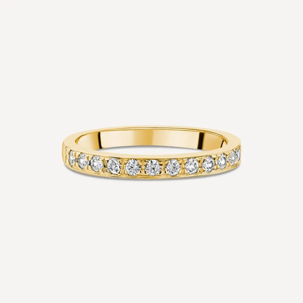 9ct Yellow Gold 2.5mm 0.30ct Diamond Pave Set Wedding Ring