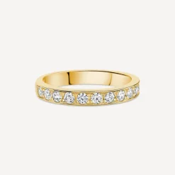 9ct Yellow Gold 3mm 0.50ct Diamond Pave Set Wedding Ring