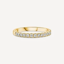 9ct Yellow Gold 2mm 0.25ct Diamond Split Claw Wedding Ring