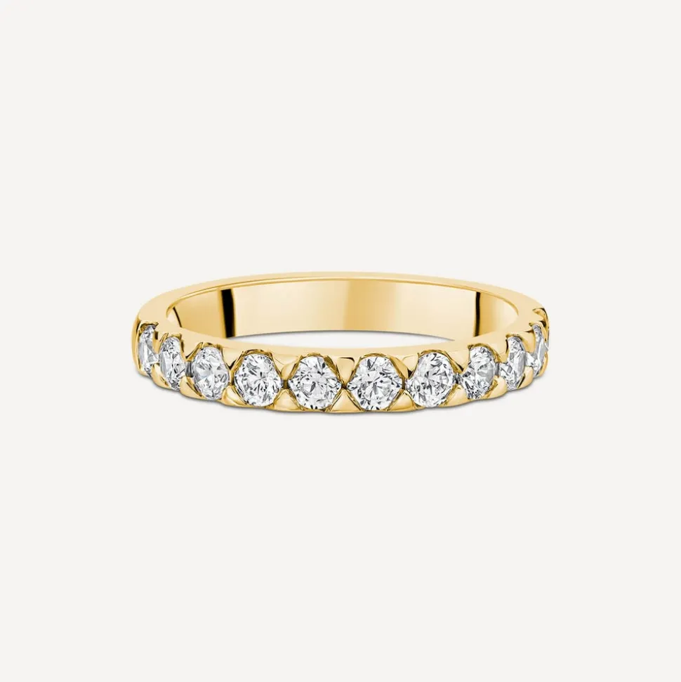9ct Yellow Gold 3mm 0.70ct Diamond Triangle Claw Wedding Ring