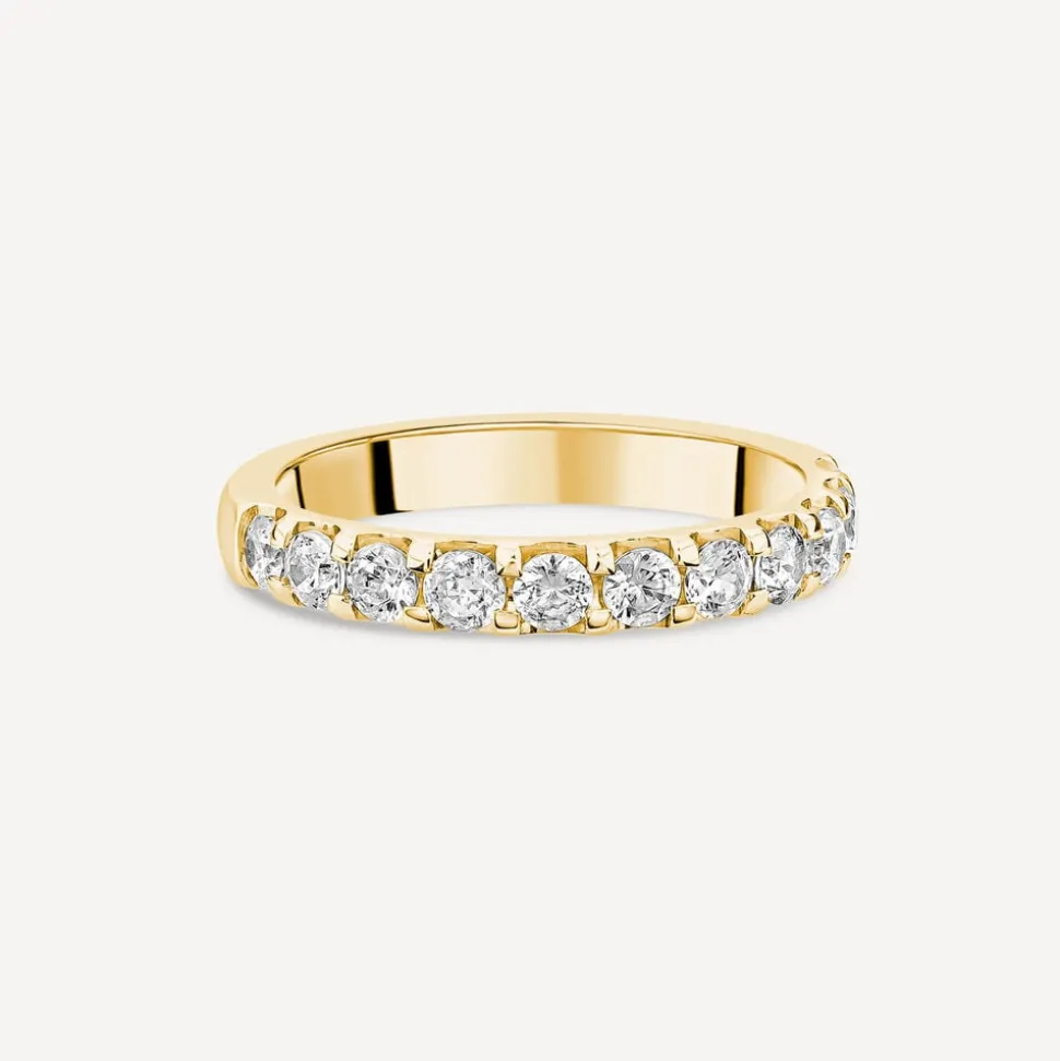 9ct Yellow Gold 3mm 0.75ct Diamond Split Claw Wedding Ring