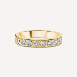 9ct Yellow Gold 3.5mm 0.67ct Diamond Pave Set Wedding Ring