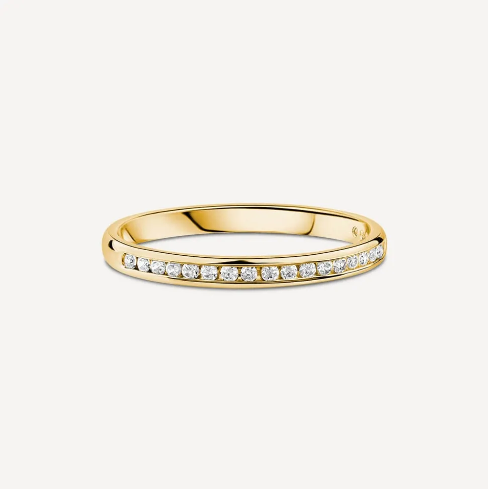 9ct Yellow Gold 2mm 0.10ct Diamond Channel Set Wedding Ring