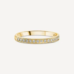18ct Yellow Gold 2mm 0.15ct Diamond Pave Wedding Ring