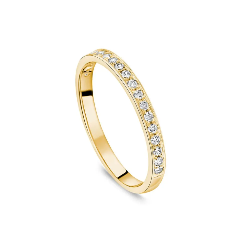 9ct Yellow Gold 2mm 0.15ct Pave Diamond Wedding Ring
