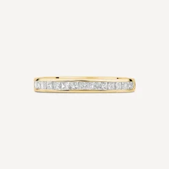 9ct Yellow Gold 2.5mm 0.45ct Princess Cut Diamond Wedding Ring