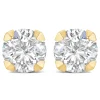 9ct Yellow Gold 7mm Four Claw Cubic Zirconia Stud Earrings