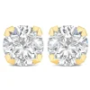 9ct Yellow Gold 8mm Four Claw Cubic Zirocnia Stud Earrings
