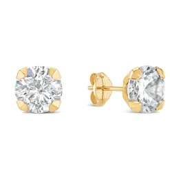 9ct Yellow Gold 7mm Four Claw Cubic Zirconia Stud Earrings