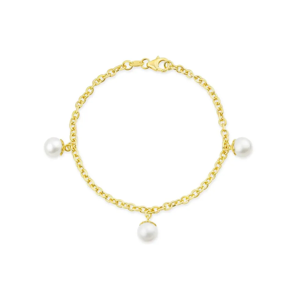 9ct Yellow Gold 8mm Pearl T-Bar Bracelet