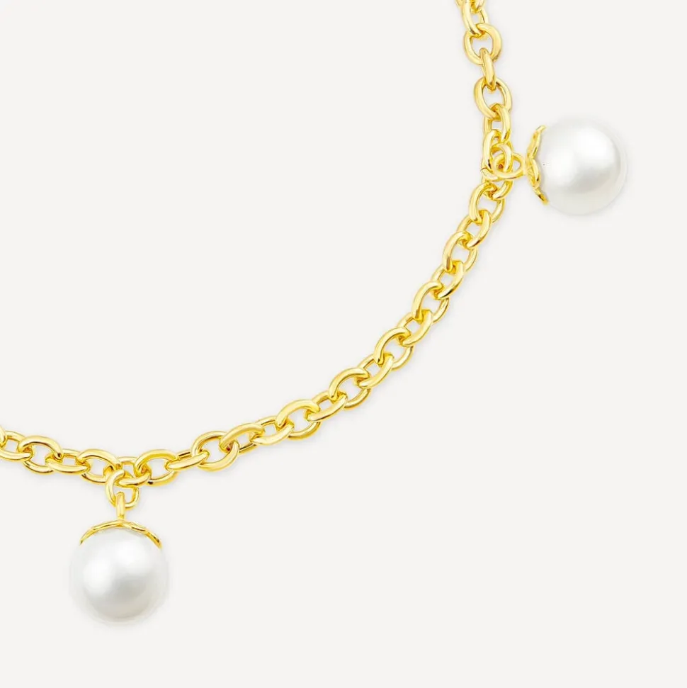 9ct Yellow Gold 8mm Pearl T-Bar Bracelet
