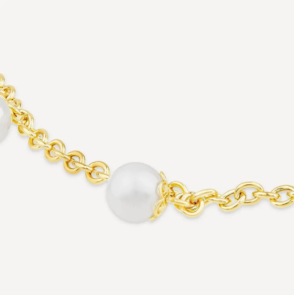 9ct Yellow Gold 8mm Pearl T-Bar Bracelet