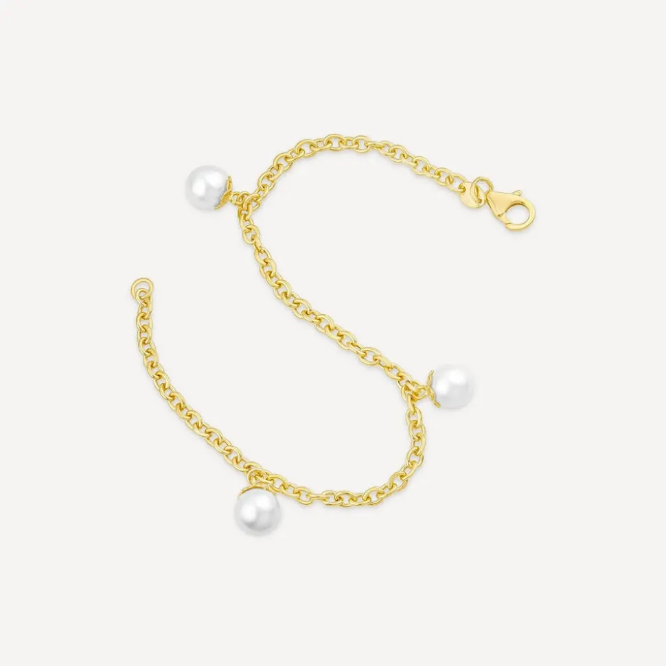 9ct Yellow Gold 8mm Pearl T-Bar Bracelet