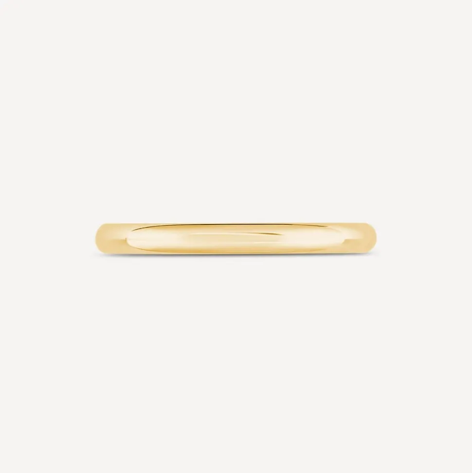 9ct Yellow Gold 2mm Plain Band D-Shape Ring